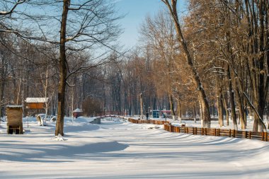 Kış manzara Roma Park, Neamt, Romanya