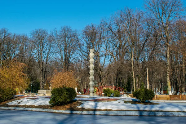 Winterlandschaft Römischen Park Gepflegt Rumänien — Stockfoto