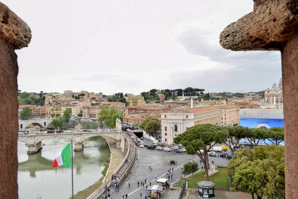 Vista Paisagem Rio Tibre Roma Itália — Fotografia de Stock