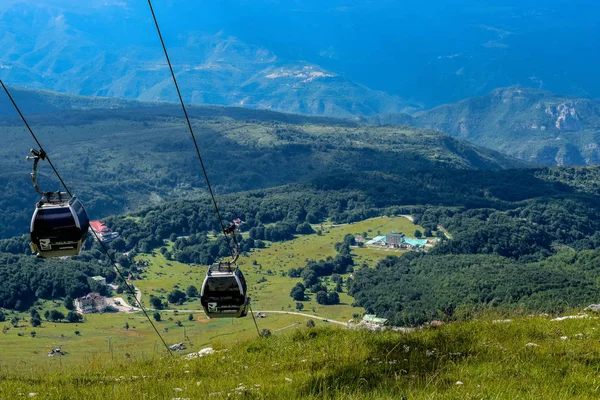 Cable car network from the Gran Sasso mountains, Teramo province, Abruzzo region, Italy
