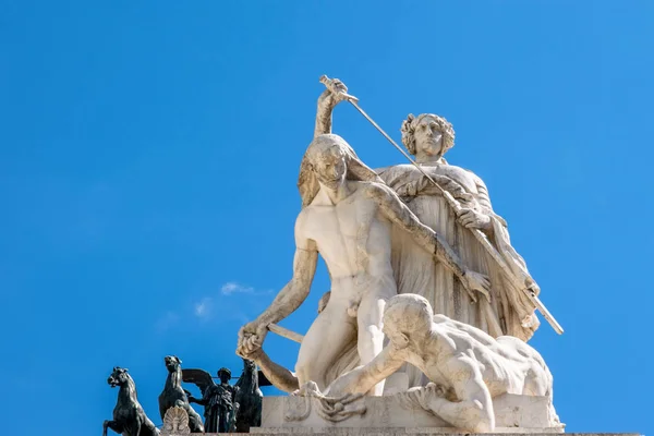 Vista Estatua Frente Altare Della Patria Piazza Venezia Roma Italia — Foto de Stock