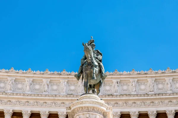 Estatua Ecuestre Vittorio Emanuele Altare Della Patria Piazza Venezia Roma — Foto de Stock