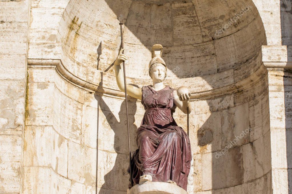 View of  woman statue in front, Altare della Patria, Piazza Venezia, Rome Italy