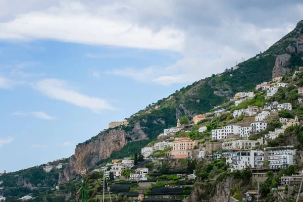 Beautiful view of seaside city Amalfi in the province of Salerno, the region of Campania, Amalfi Coast, Costiera Amalfitana, Italy