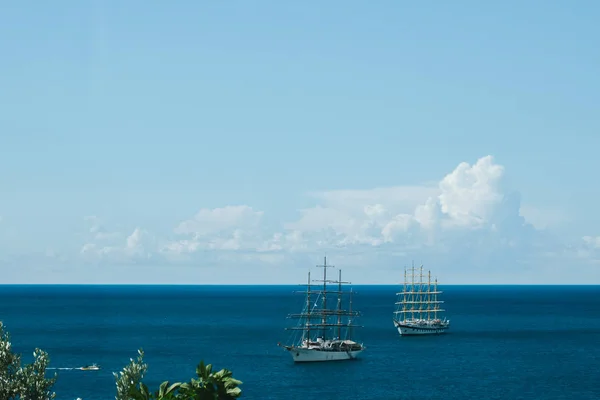 View Sailing Ship Coast Amalfi Coast Campania Costiera Amalfitana Italy Royalty Free Stock Images