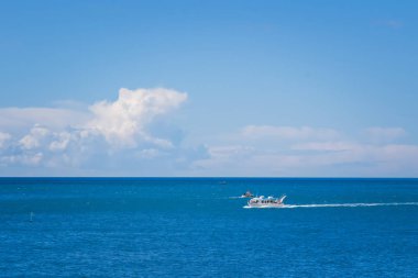 Amalfi Harbor Marina Coppola mini-cruise tekne, Amalfi Port, Salerno eyaleti, Campania bölgesi, Amalfi Coast, Costiera Amalfitana, İtalya