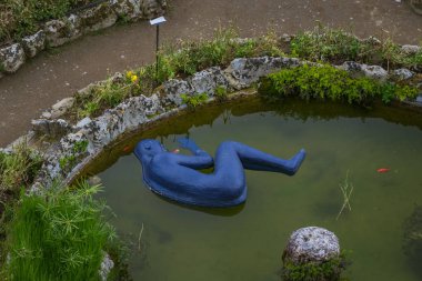 Villa Rufolo bahçe çeşmesi Heykeli, Ravello tarihi merkezi, İtalya Amalfi Sahili