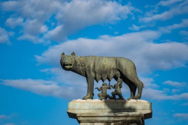 Capitoline Wolf veya Lupa Capitolina'nın Roma' daki heykeli, İtalya