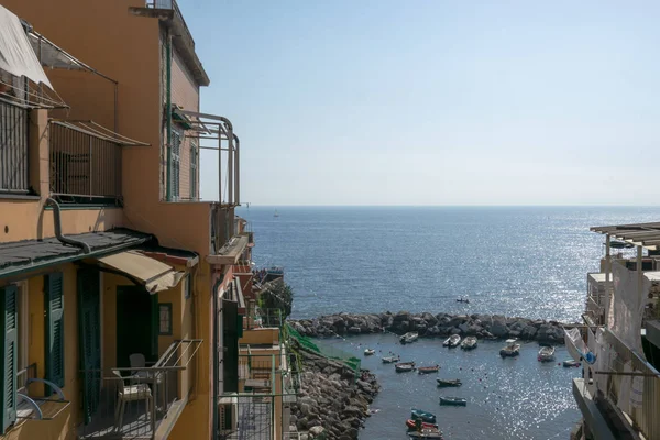 Colorful Buildings Port Riomaggiore Cinque Terre Spezia Italy Stock Image