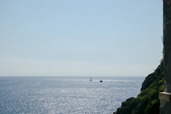 Riomaggiore Cliffs Blue Sea Cinque Terre Spezia Italy Royalty Free Stock Photos