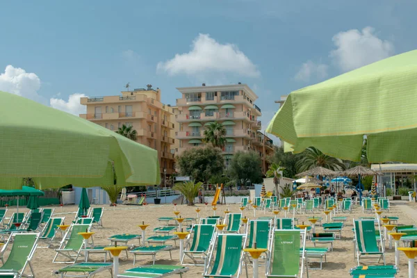 Playa Con Hoteles Palmeras San Benedetto Del Tronto Mar Adriático — Foto de Stock