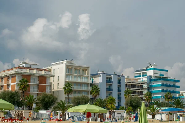 Beach Hotels Palm Trees San Benedetto Del Tronto Adriatic Sea Royalty Free Stock Photos