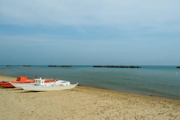 Lifeboats San Benedetto Del Tronto Beach Adriatic Sea Ascoli Piceno Royalty Free Stock Photos