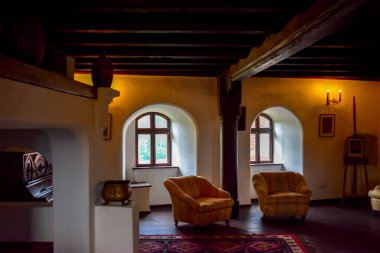 Romanya, Transilvanya 'daki Bran Şatosundan Oturma Odası