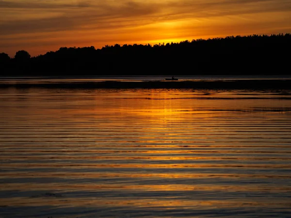 Boat Sailing Distance Sunset — Stock Photo, Image