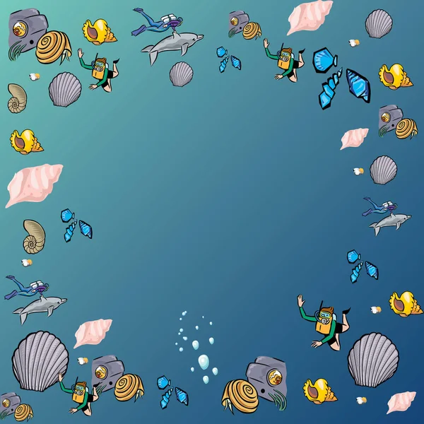 Illustrations Vectorielles Dédiées Protection Des Animaux Marins Océaniques Marins Journée — Image vectorielle