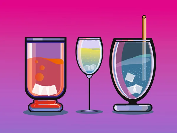 Uppsättning Klassiska Cocktails Vektorillustration — Stock vektor