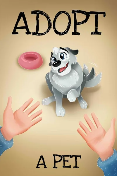 Adopt a pet. Cute dog and lettering poster for pet shelters