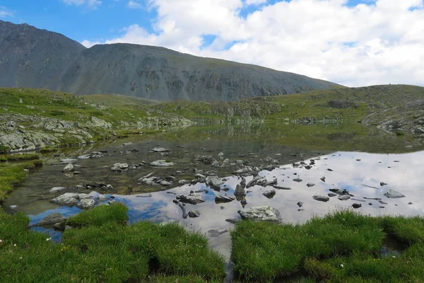 Mountain mirror clear lake. Valley of 7 lakes. Altai Mountains, Russia