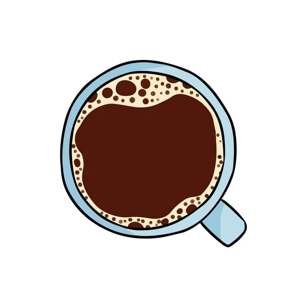 Cute cup of coffee or tea. Hand drawn cartoon style image