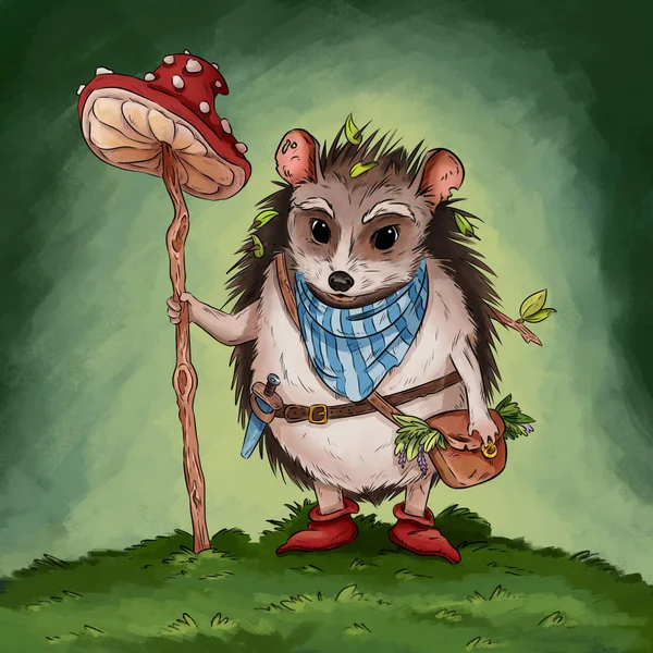 Hedgehog gatherer fantasy adventure children book illustration