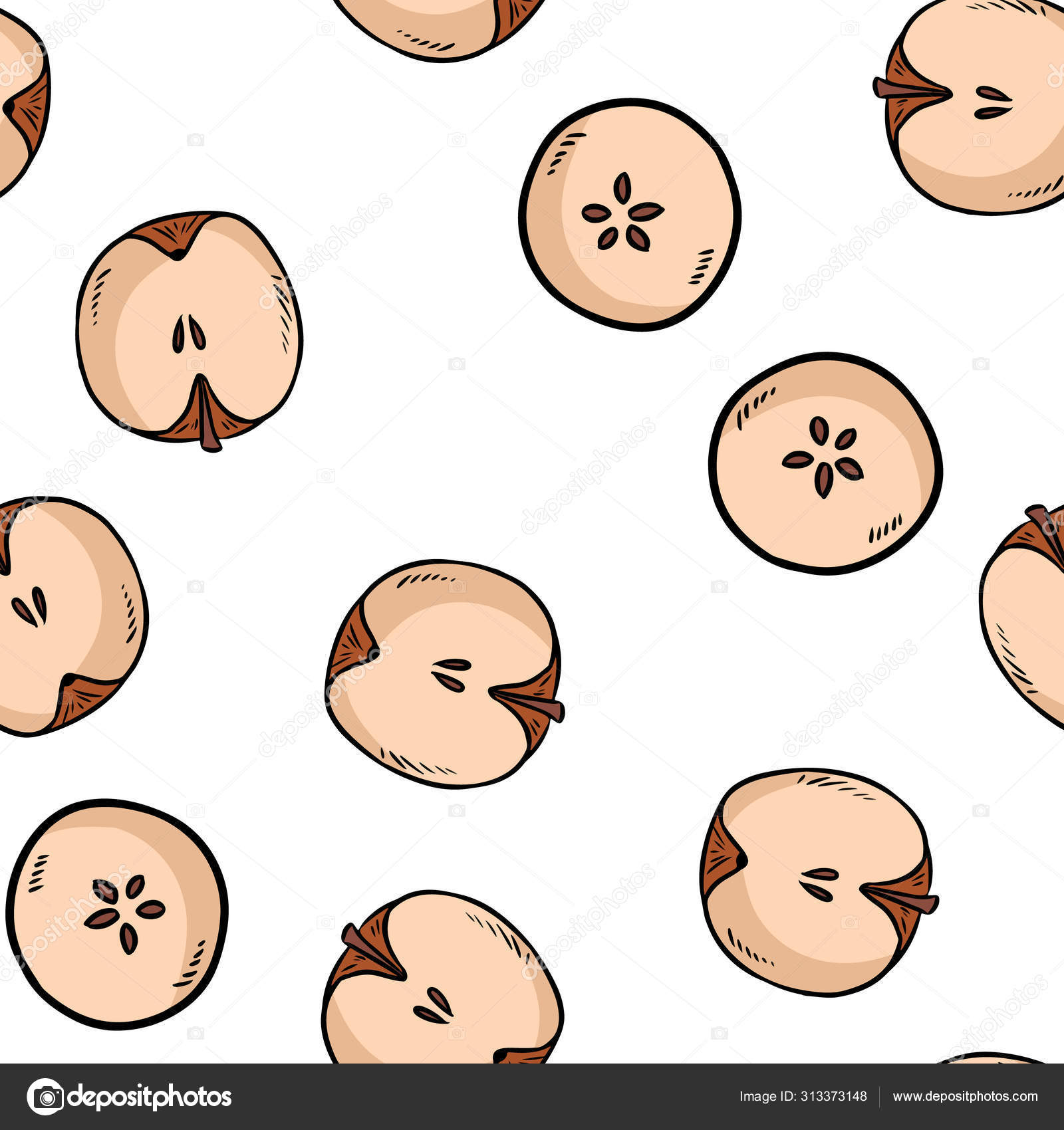 Cute Cut In Half Apples Natural Drawn Seamless Pattern Wallpaper Cartoon Style Decoration Background Texture Tile Vector Image By C Oixxo Yandex Ru Vector Stock