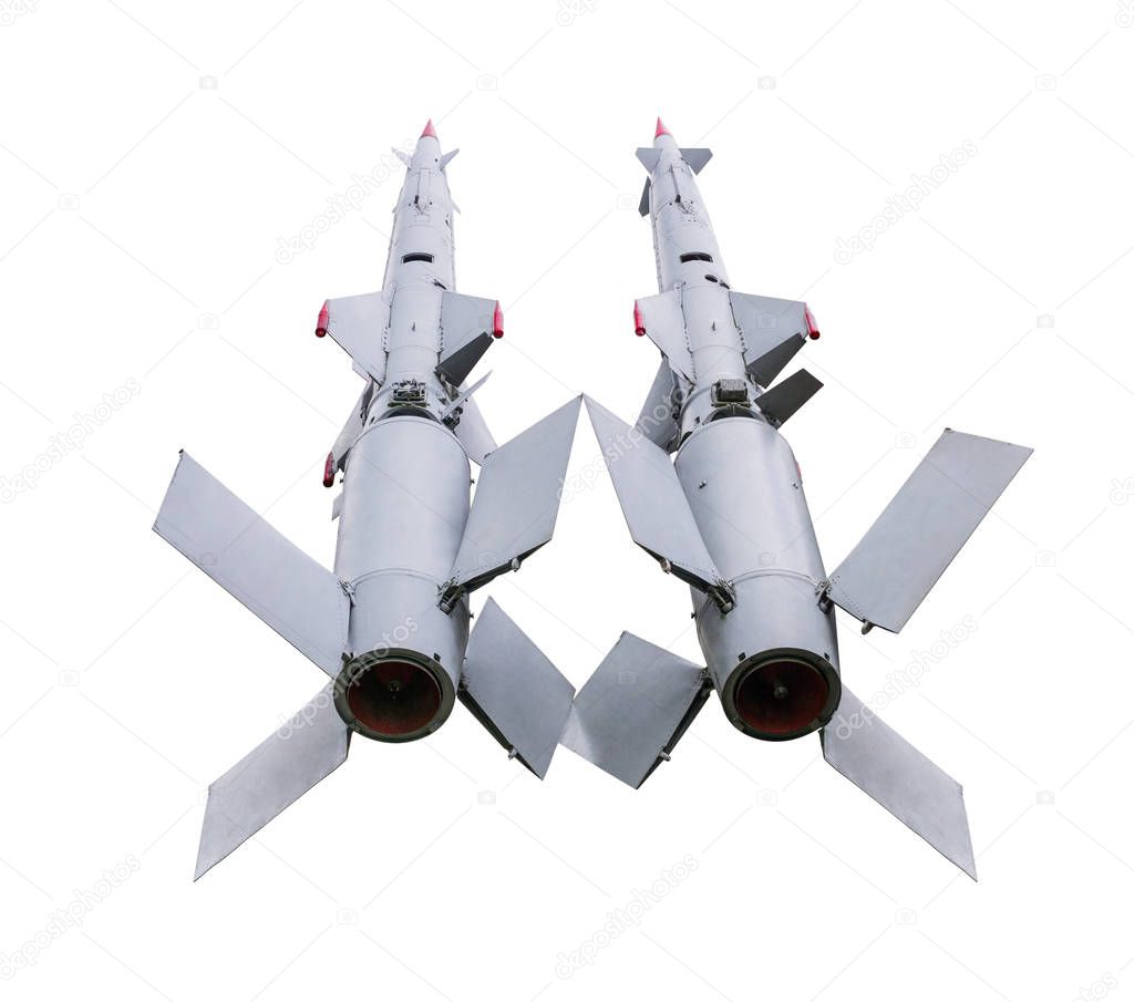 Military missiles on white background