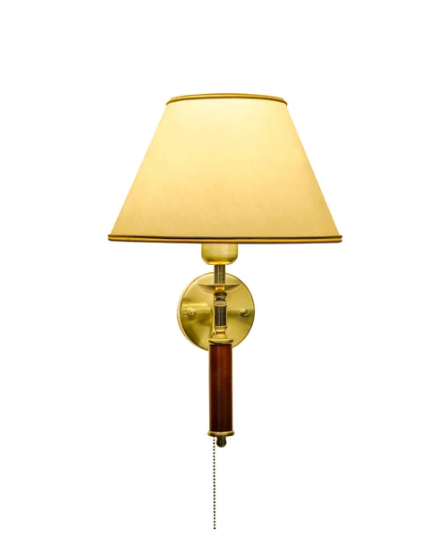 Klassieke Sconce Met Aangestoken Lamp Onder Lampenkap Schaduwloos Geïsoleerd Witte — Stockfoto