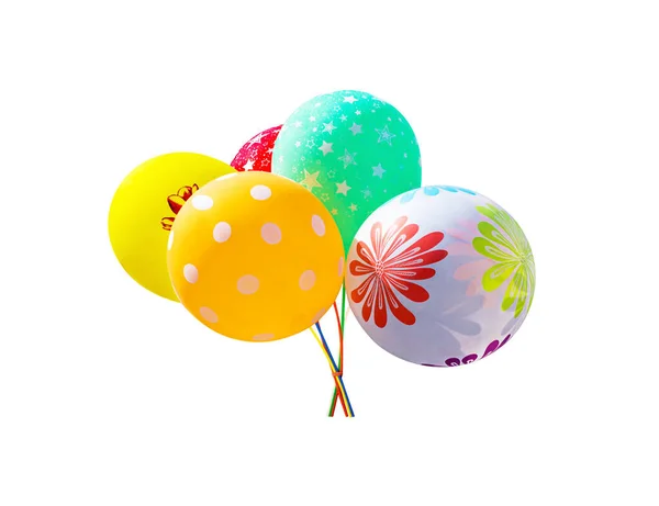 Een Hoop Kleurrijke Luchtballonnen Schaduwloos Geïsoleerd Witte Achtergrond — Stockfoto