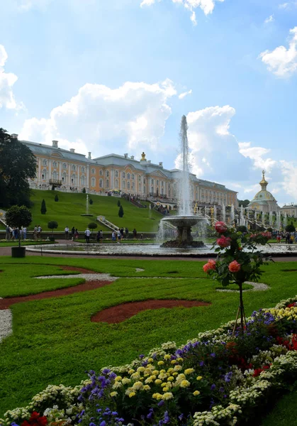 Fontaine Grande Cascade Devant Grand Palais Petergof Russie — Photo