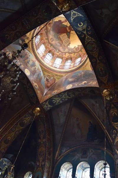 Εκκλησιαστική Ζωγραφική Στο Ταβάνι Του Ναού Στην Αγία Πετρούπολη Ρωσία — Φωτογραφία Αρχείου