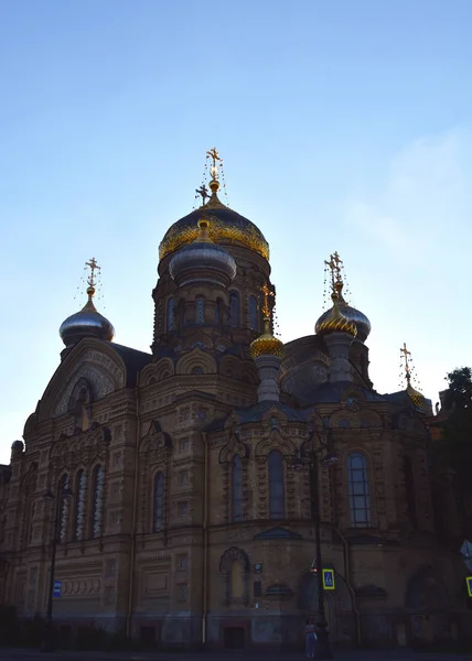 Храм Успения Пресвятой Богородицы Ставропигиальная Православная Церковь Васильевском Острове Санкт — стоковое фото