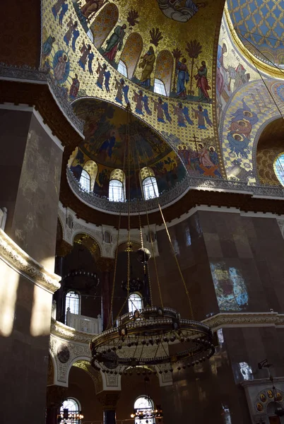 Teto Igreja Com Pintura Igreja Catedral Naval São Nicolau Kronstadt — Fotografia de Stock