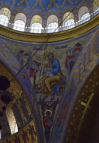 Teto Igreja Com Pintura Igreja Catedral Naval São Nicolau Kronstadt — Fotografia de Stock