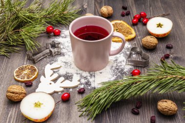 Noel çayı arkaplanı. Yeni yıl havası