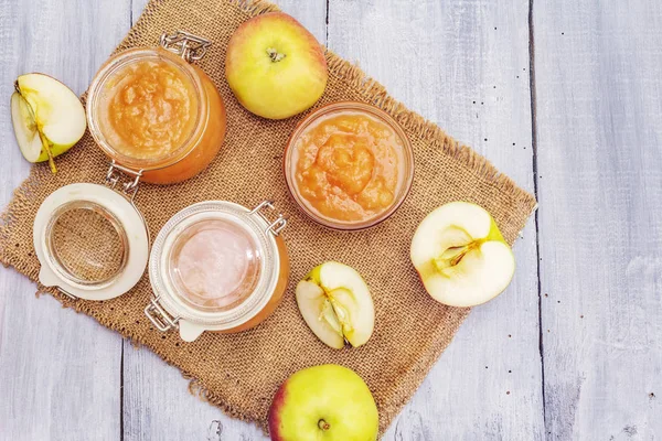 Apple jam, confiture, chutney in a glass jar