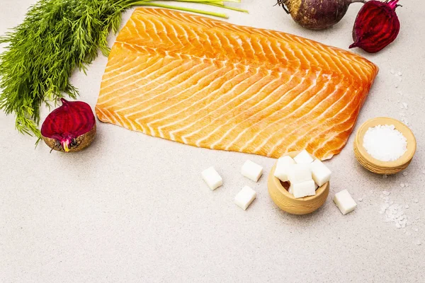 Gravlax, geleneksel İskandinav yemek somonu. — Stok fotoğraf