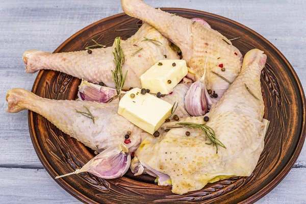 Raw chicken legs. Fresh BIO ingredient for preparation traditional food