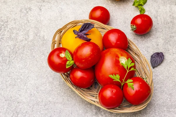 Tomates rojos y amarillos orgánicos frescos — Foto de Stock