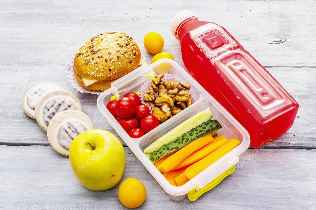School lunch box. Back to school concept