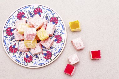 Doğu tatlıları. Geleneksel Türk lokumu