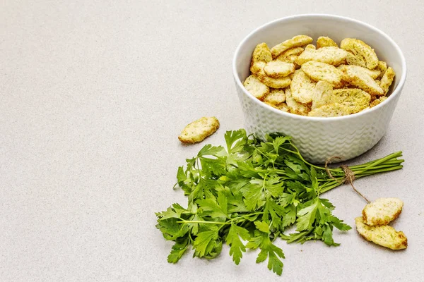 Croutons frescos de sopas de nata de outono quentes — Fotografia de Stock