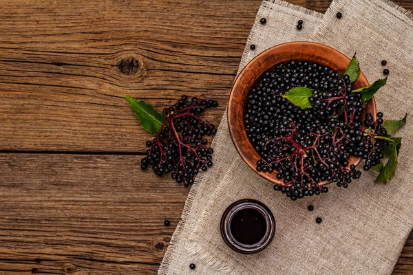 Elderberry Jam Syrup Confiture Ripe Berries Sweet Healthy Dessert Alternative — Stock Photo, Image
