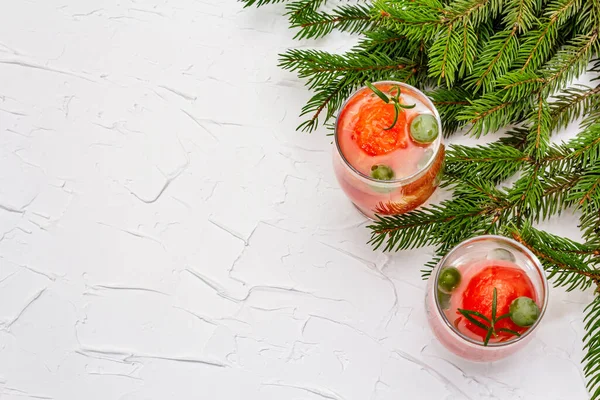 Festive Low Alcoholic Fruit Cocktail Watermelon Green Grape Rosemary Christmas — Stock Photo, Image