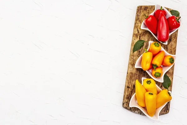 Assorted Ripe Multi Colored Baby Peppers Red Orange Yellow Fresh — Stock Photo, Image