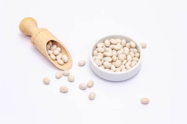 Dry White Beans Isolated White Background Traditional Ingredient Healthy Food — Stock Photo, Image