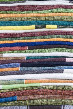 Brezilya el sanatları paspas (capacho) Brezilya kuzeydoğu yığılmış. Renkli desenler Feira de Sao Cristovao, Rio de Janeiro, Brezilya alınan. 2017