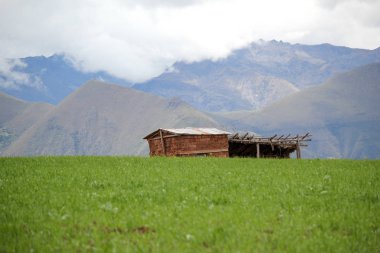 Cusco, Peru için bir dağ ortasında eski çiftlik