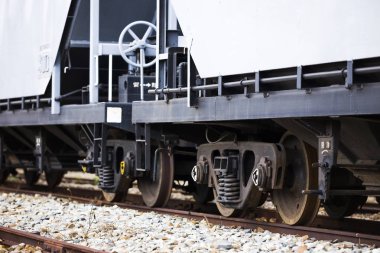 Endüstriyel Raylı araba tekerlekleri closeup fotoğraf