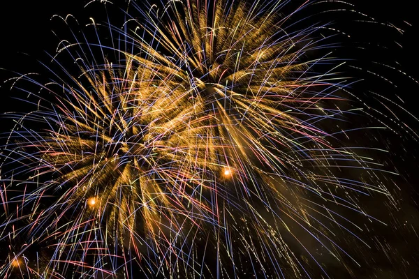 Colorful Fireworks Black Background Stock Picture